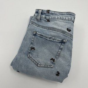 Material Girl Y2K Embroidered Butterfly Distressed Jeans High Rise Juniors Sz 13